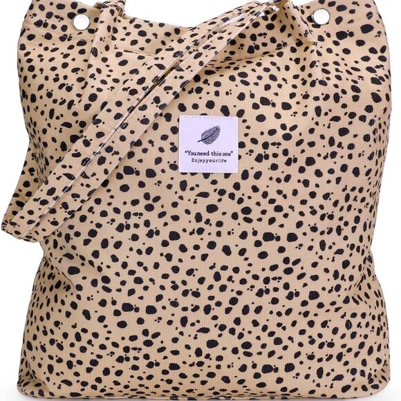 Corduroy Tote Bags for Women, Large Capacity Tote Purse Reusable Grocery Shoulde - Picture 1 of 7